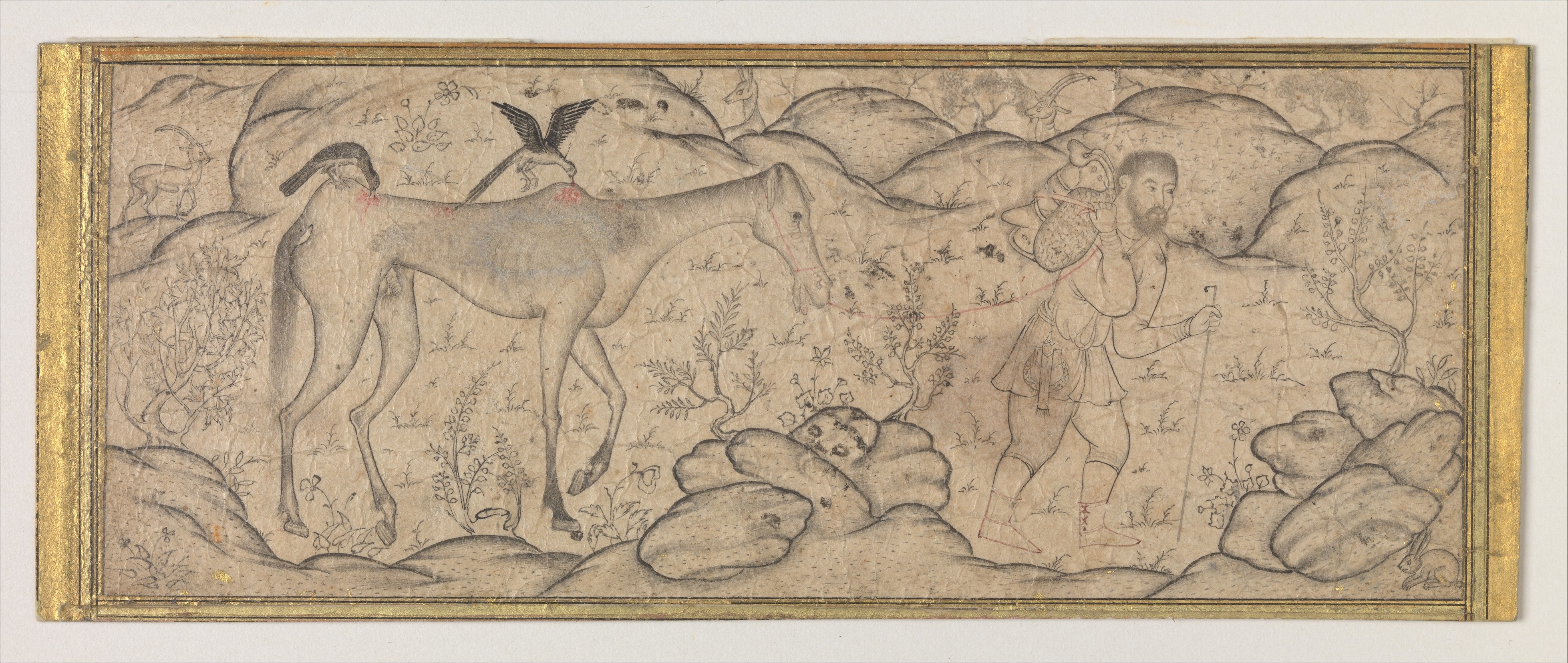 An Emaciated Horse Led by His Master