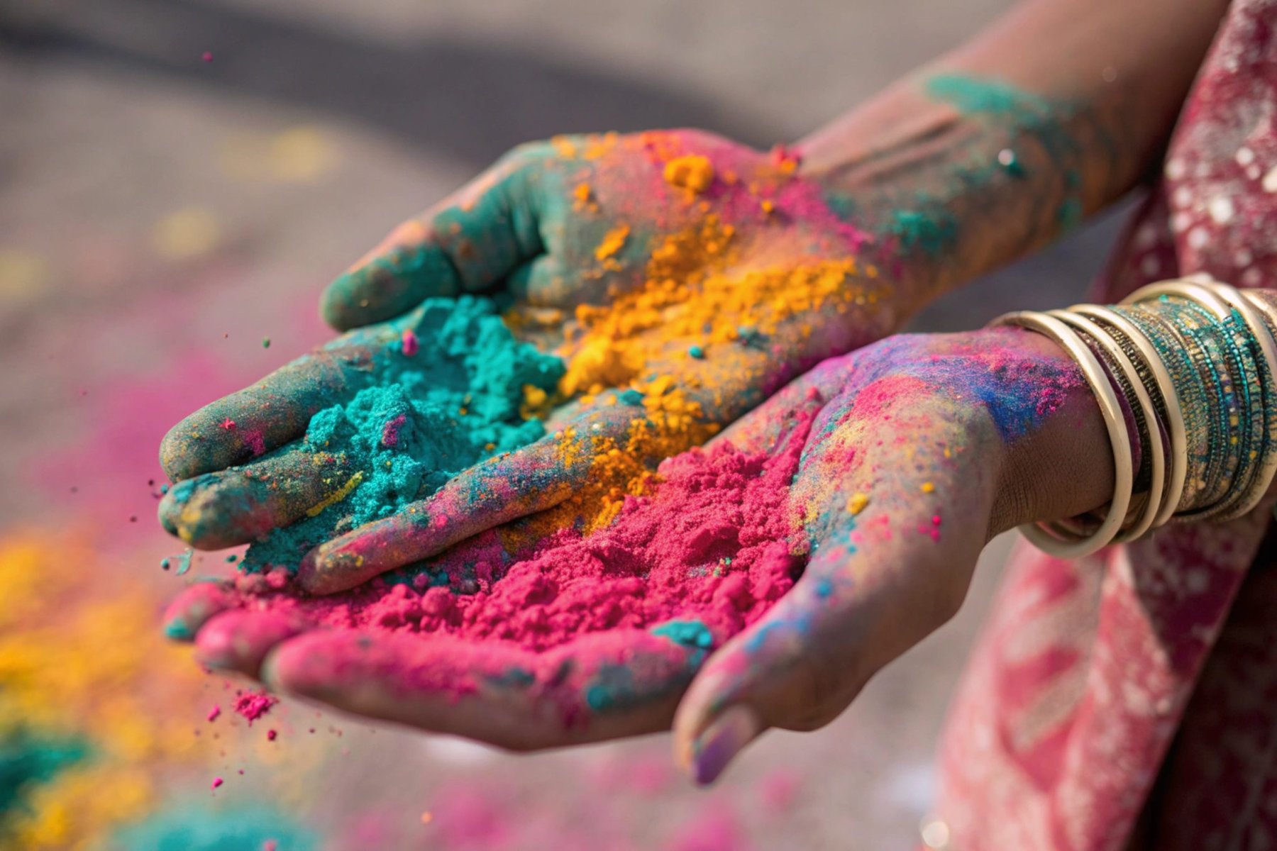 Holi Color Powder in Hands