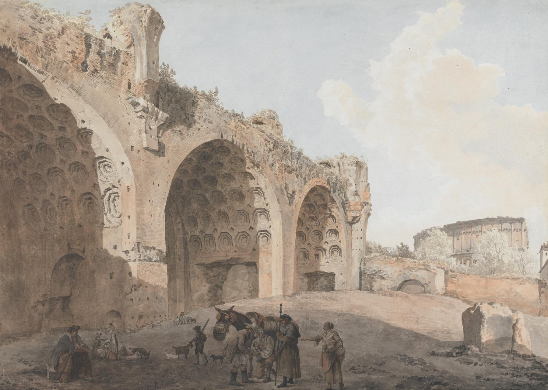 Roman Ruins Watercolor