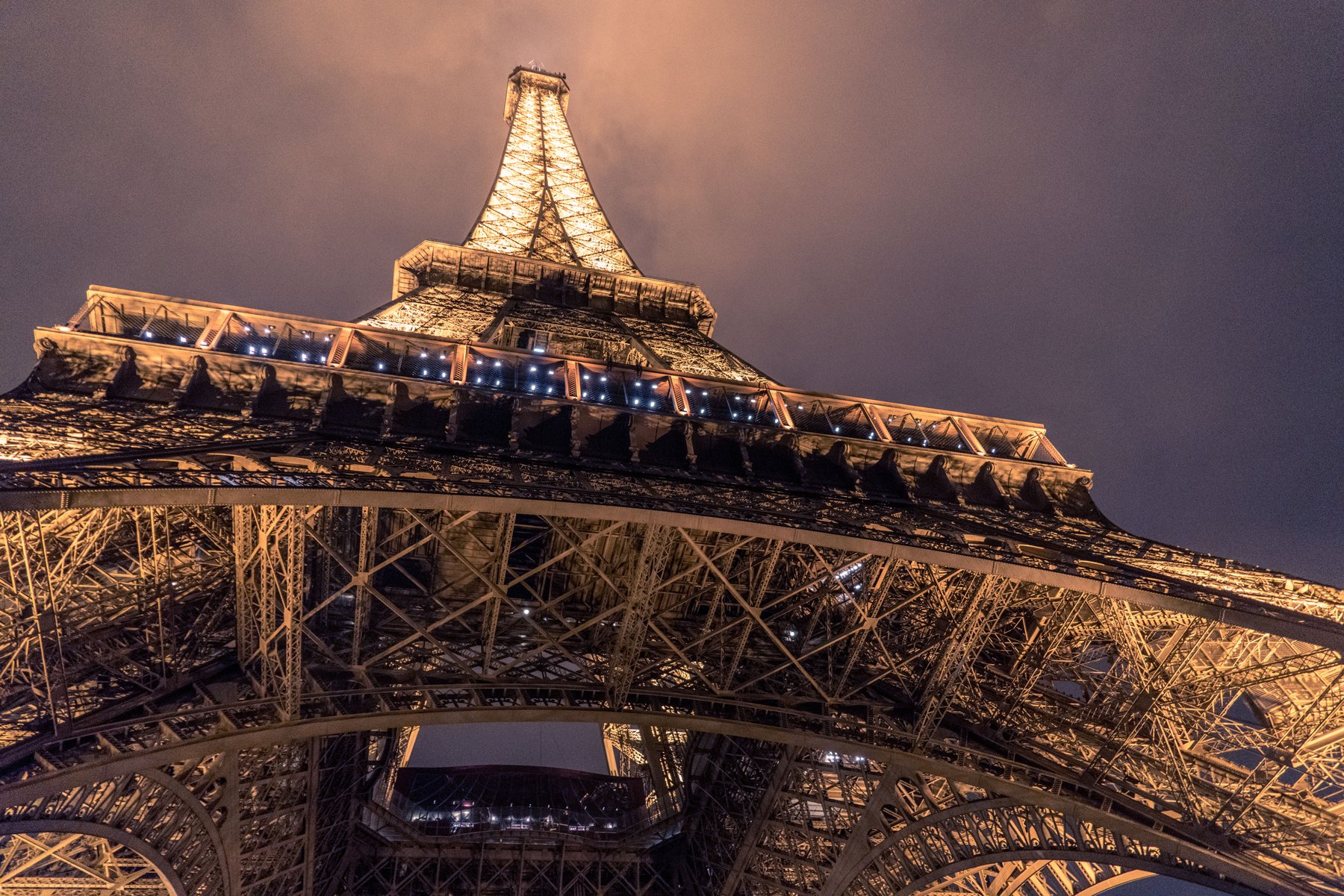 Eiffel Tower at Night from Below