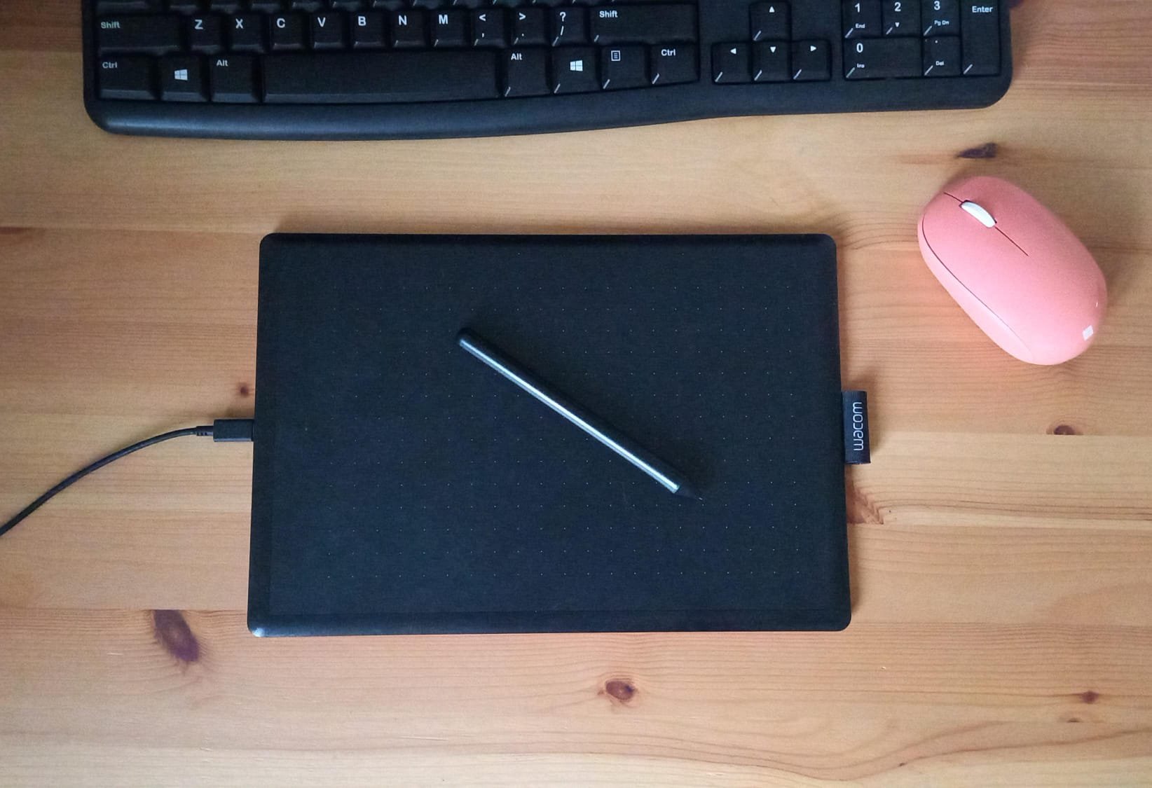 Graphics Tablet on a Wood Desk