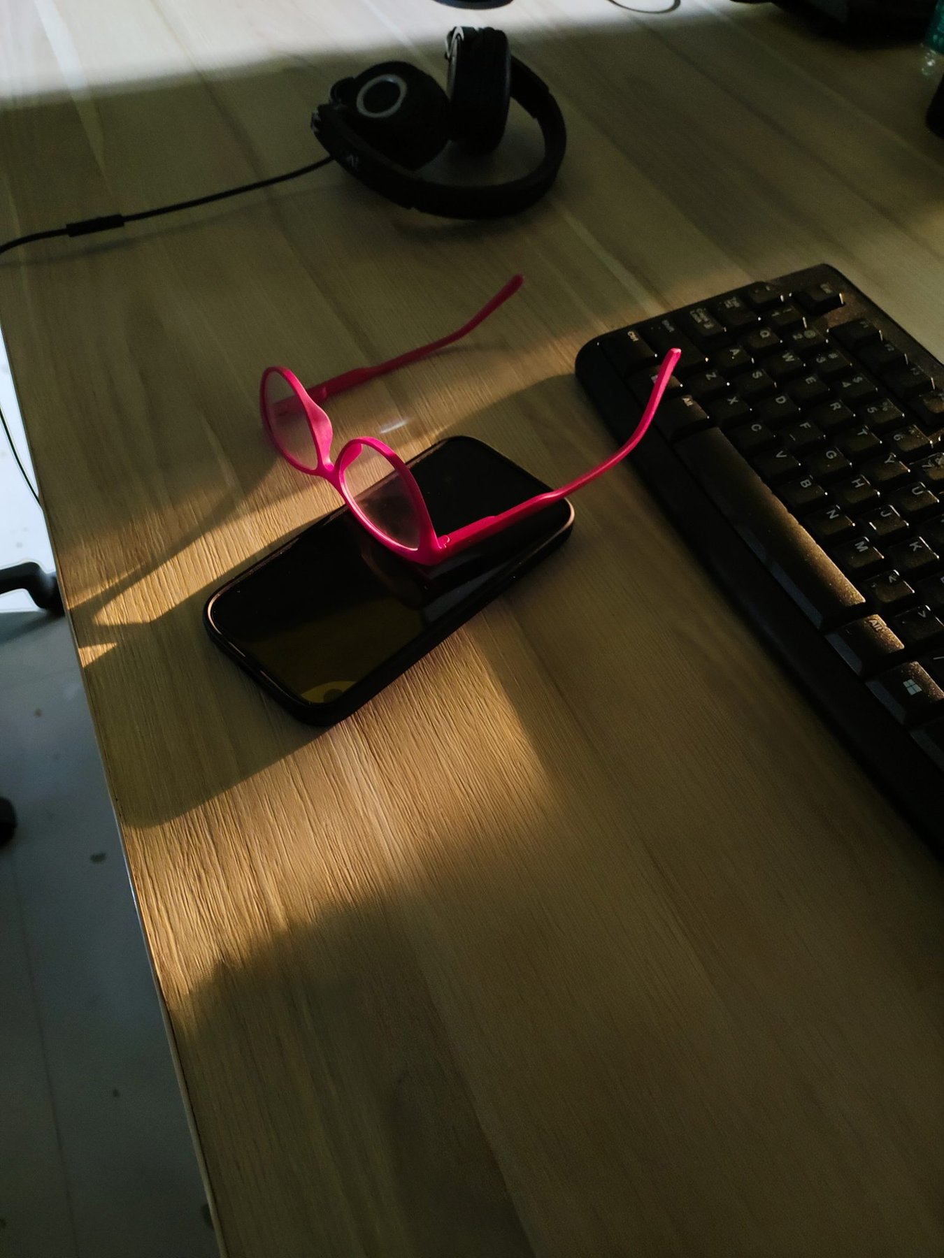 Headphones and Keyboard Desk