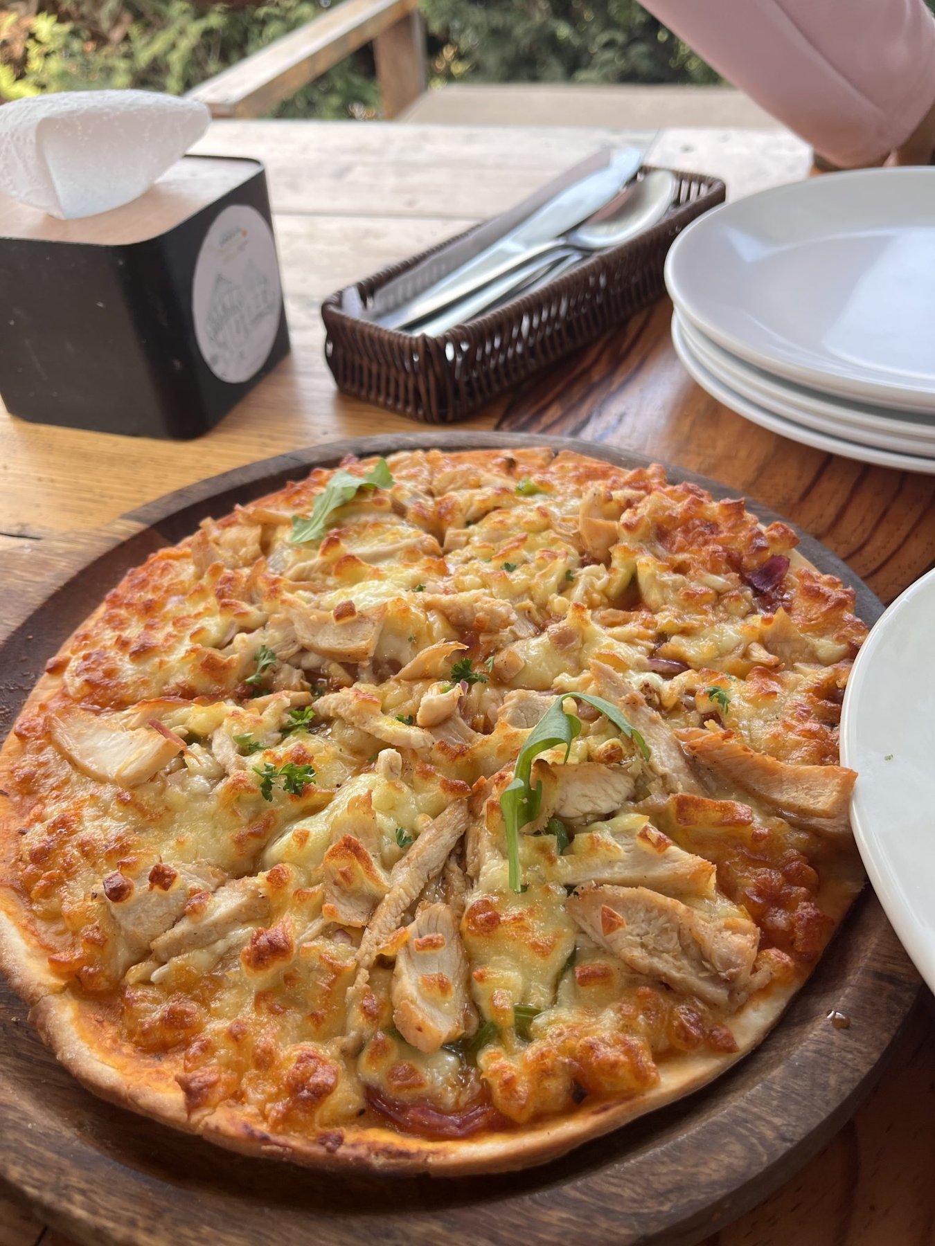 Pizza on a Wooden Board