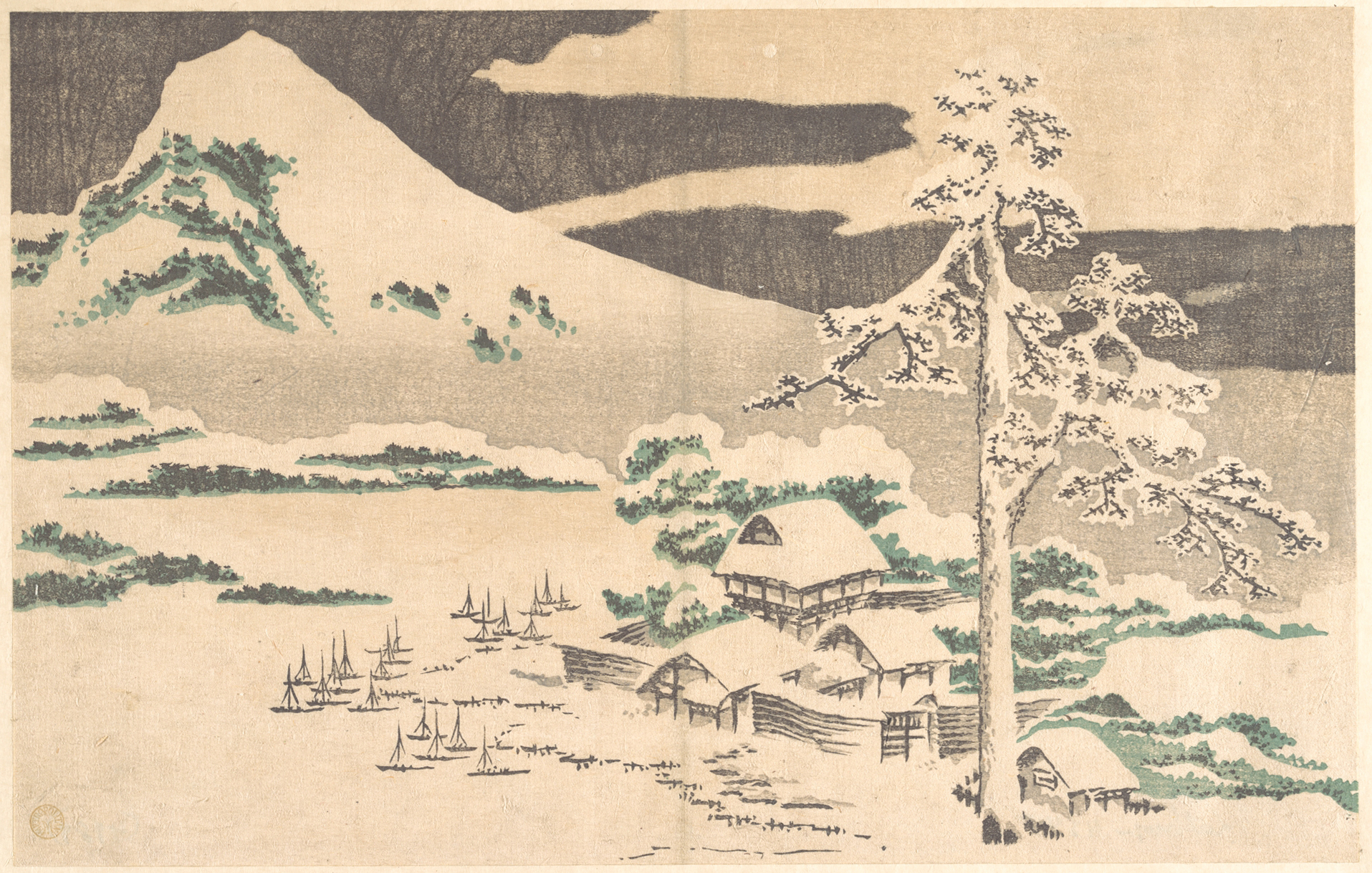 Seaside Village in Winter, from Hokusai’s Album of Realistic Pictures (Hokusai s