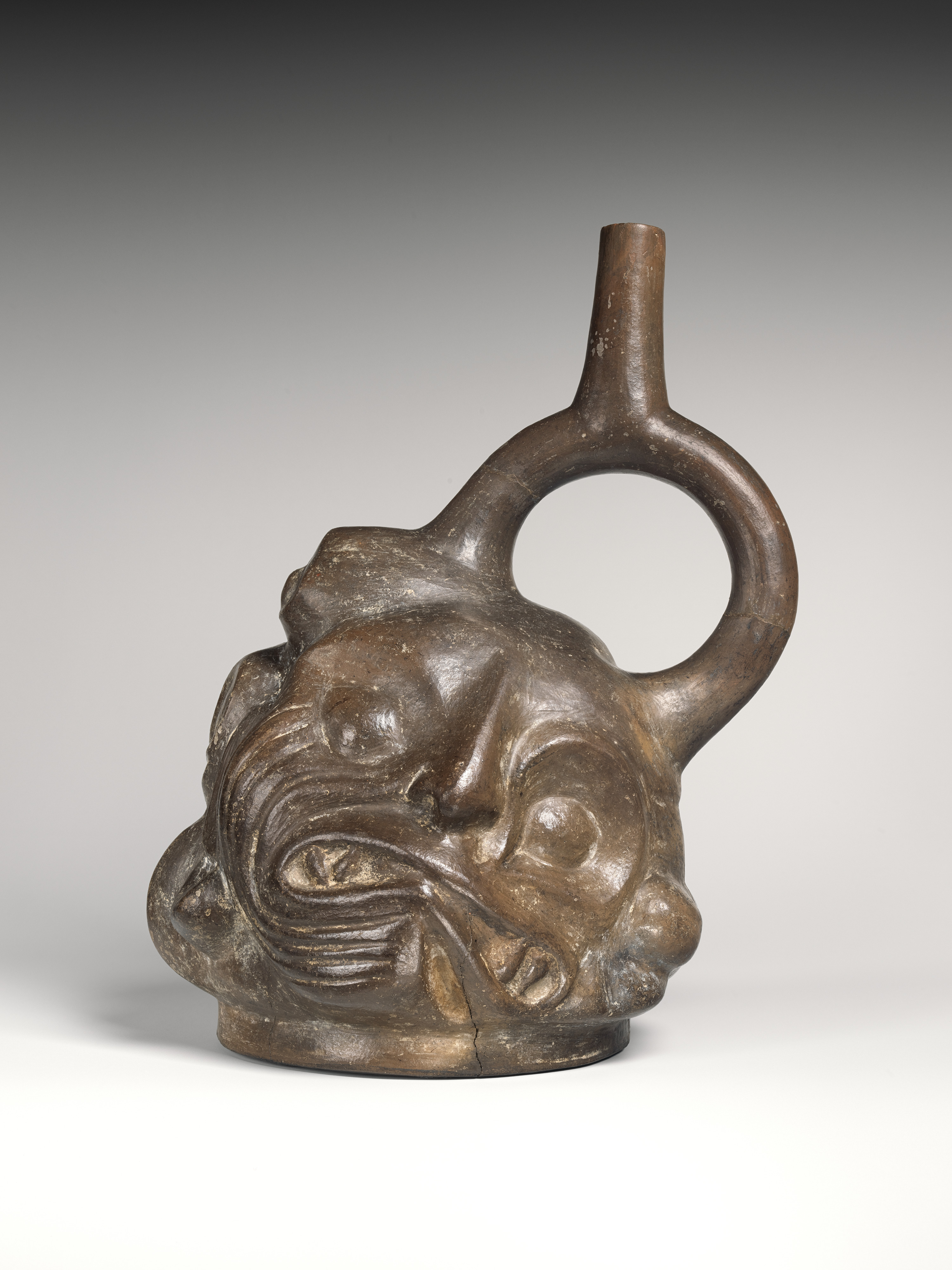 Tuber-inspired stirrup-spout bottle