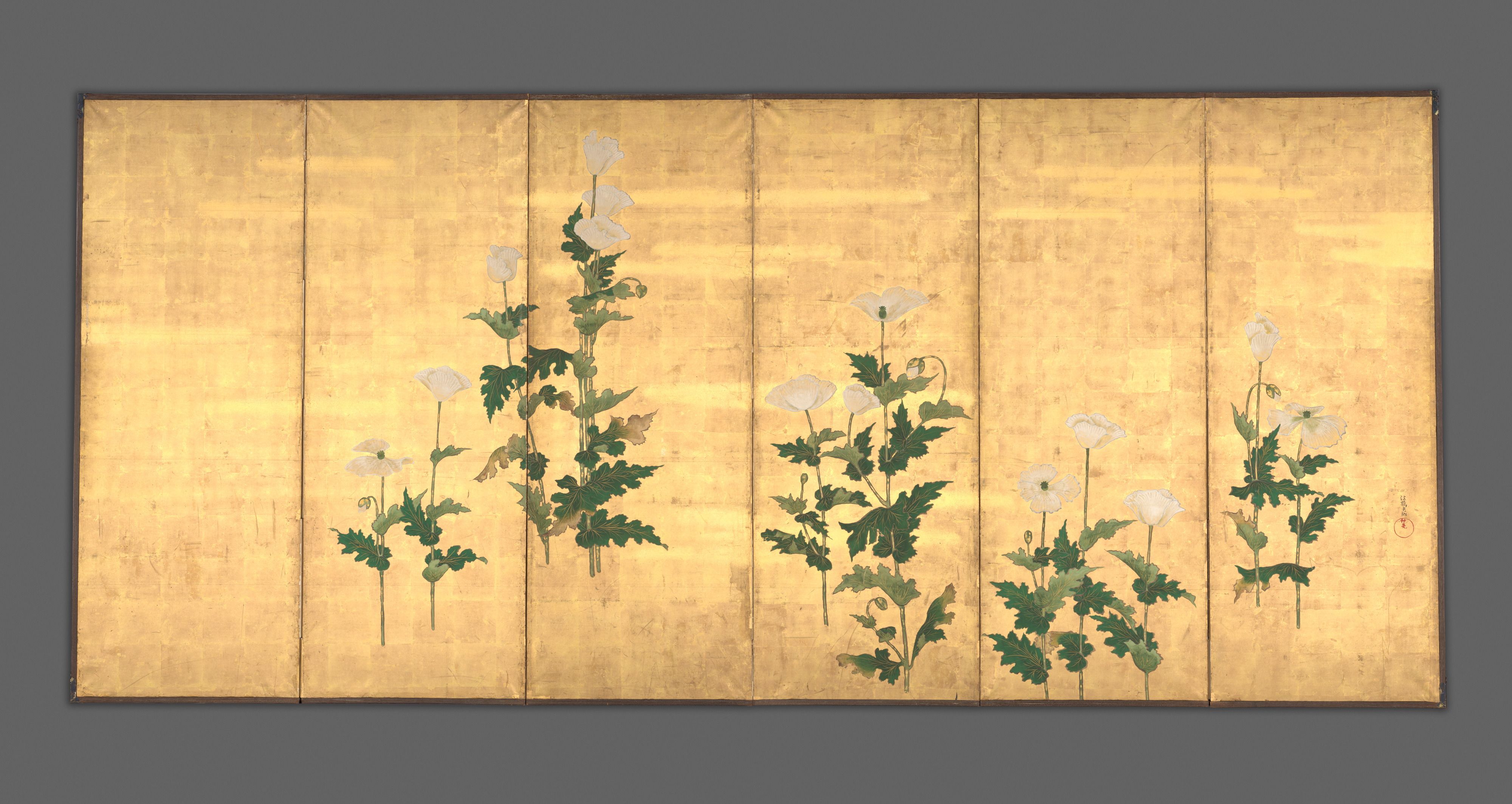 White Poppies on Gold Ground